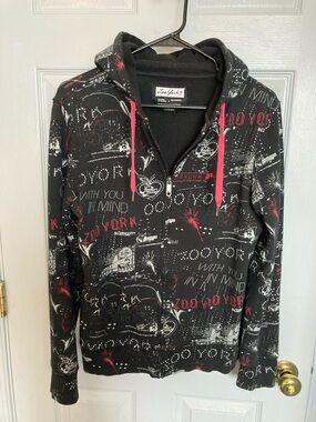 Zoo York Black Hoodie with Pink and White Graphic Print